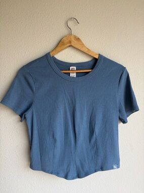 JoyLab Ribbed Short Sleeve Tee in Dusty Blue